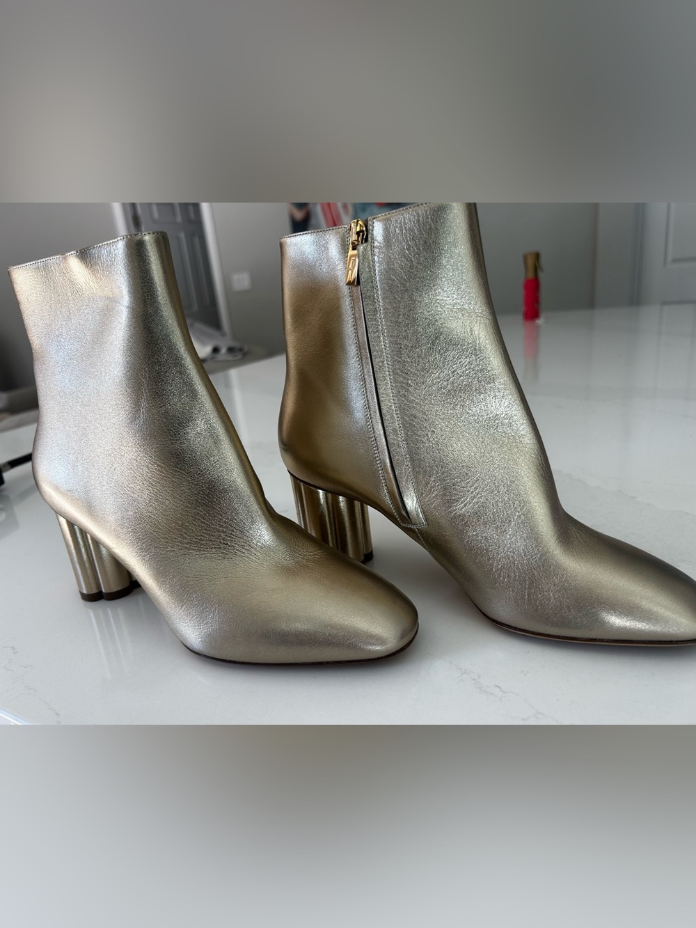 Salvatore Ferragamo Metallic Gold Ankle Boots
